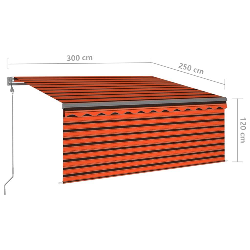 vidaXL Markise Automatisch Einziehbar mit Volant 3x2,5m Orange & Braun