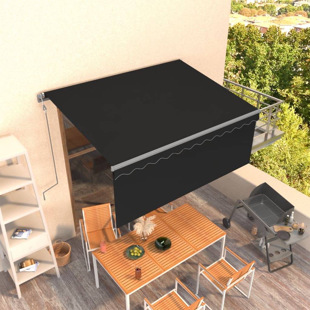 vidaXL Markise Automatisch Einziehbar mit Volant 3x2,5 m Anthrazit
