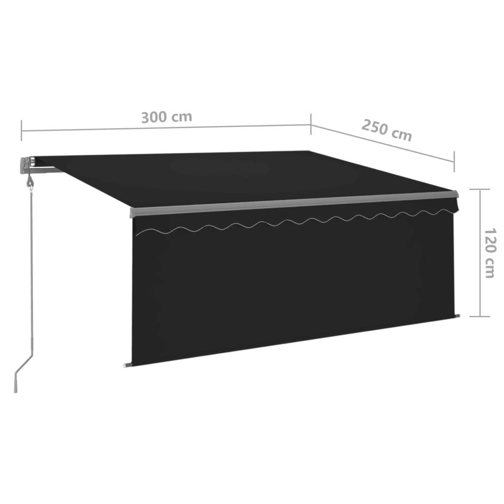 vidaXL Markise Automatisch mit Rollo LED Windsensor 3x2,5m Anthrazit