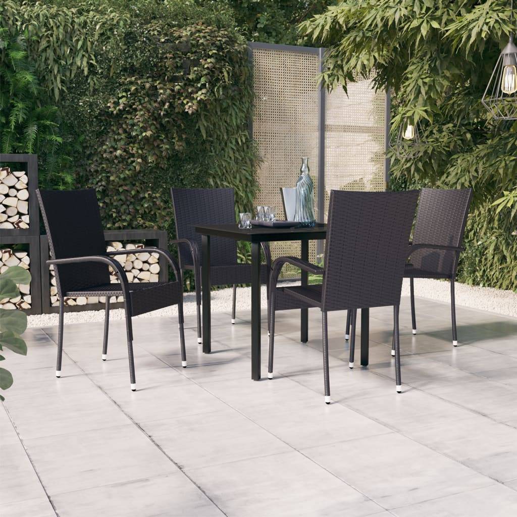 vidaXL 5-tlg. Garten-Essgruppe Schwarz