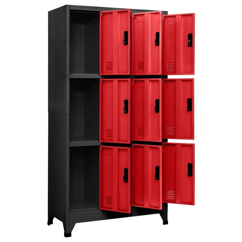 vidaXL Schließfachschrank Anthrazit und Rot 90x45x180 cm Stahl