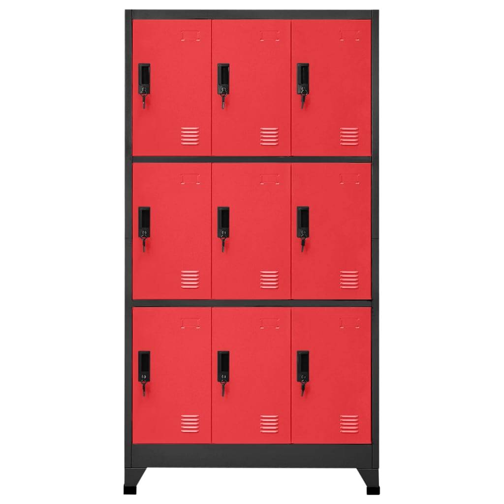 vidaXL Schließfachschrank Anthrazit und Rot 90x45x180 cm Stahl