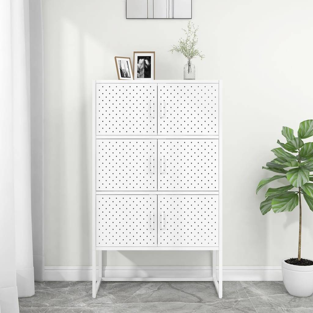 vidaXL Highboard Weiß 80x35x135 cm Stahl