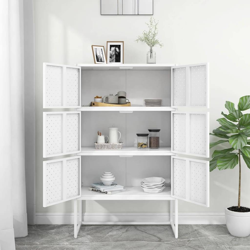 vidaXL Highboard Weiß 80x35x135 cm Stahl