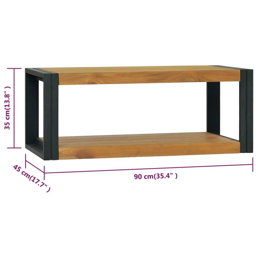 vidaXL Wand-Badregal 90x45x35 cm Massivholz Teak