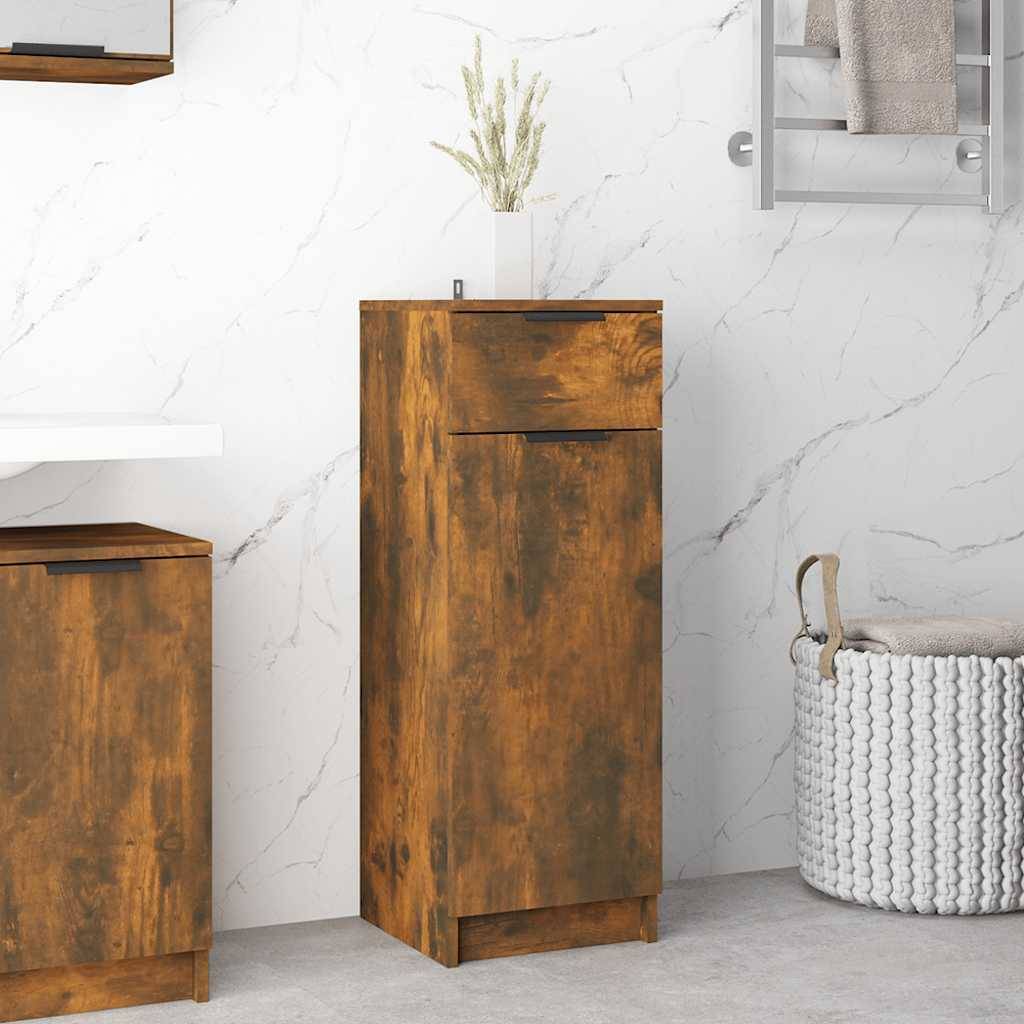 vidaXL Badschrank Räuchereiche 32x34x90 cm Holzwerkstoff