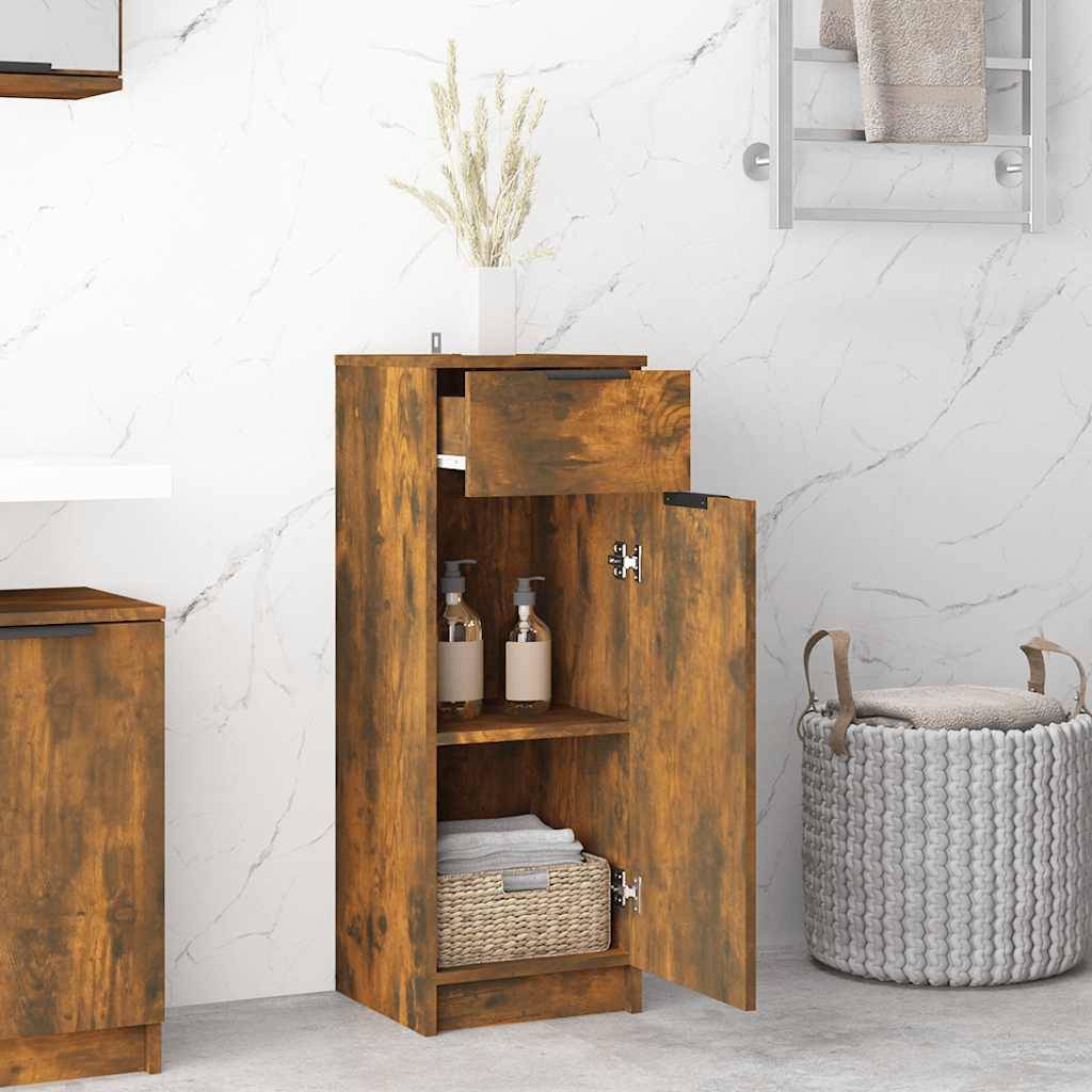 vidaXL Badschrank Räuchereiche 32x34x90 cm Holzwerkstoff
