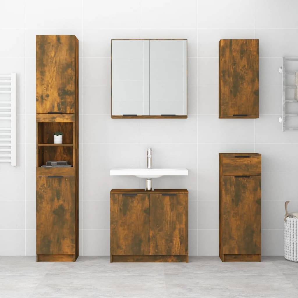 vidaXL Bad-Spiegelschrank Räuchereiche 64x20x67 cm