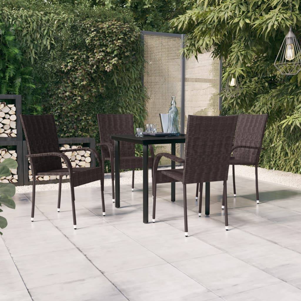 vidaXL 5-tlg. Garten-Essgruppe Braun und Schwarz
