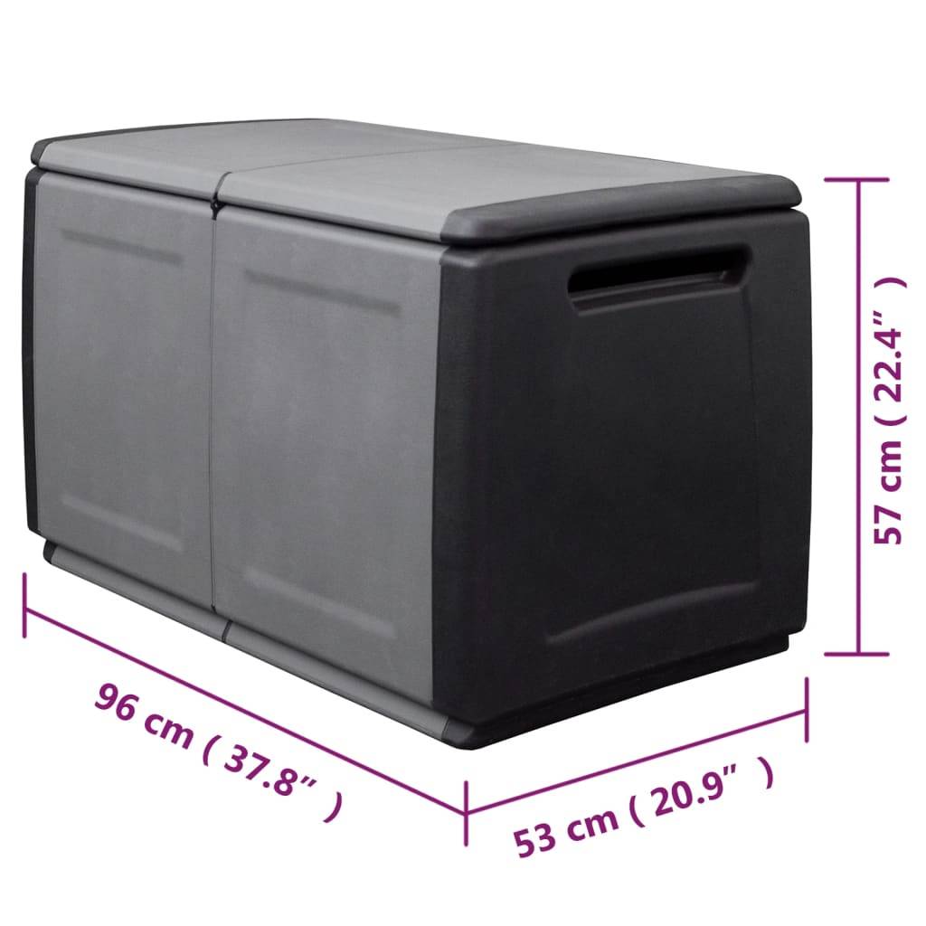 vidaXL Garten-Aufbewahrungsbox 96x53x57 cm 230 L Dunkelgrau Schwarz