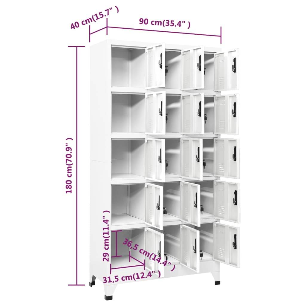vidaXL Schließfachschrank Weiß 90x40x180 cm Stahl