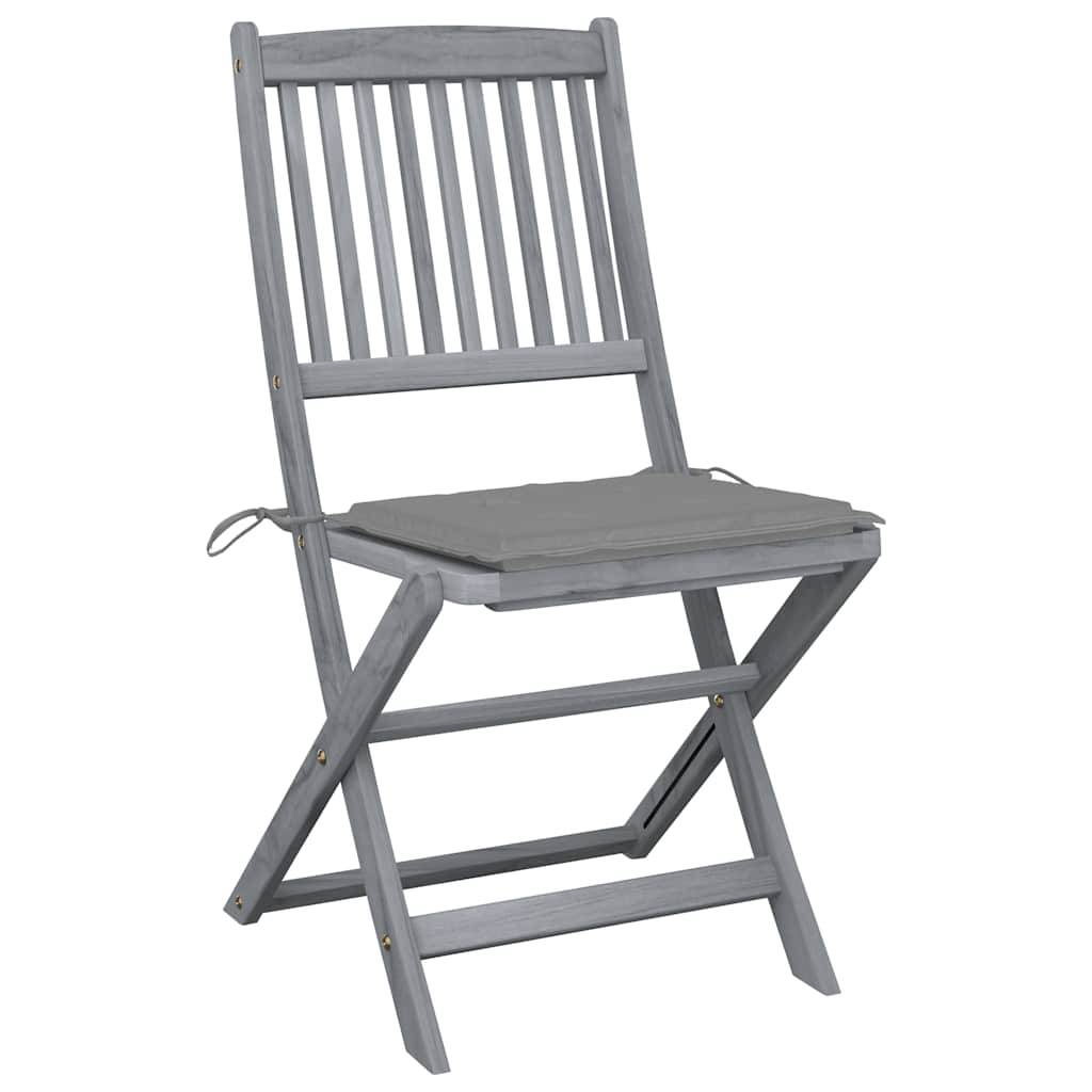 vidaXL Klappbare Gartenstühle 2 Stk. mit Kissen Massivholz Akazie