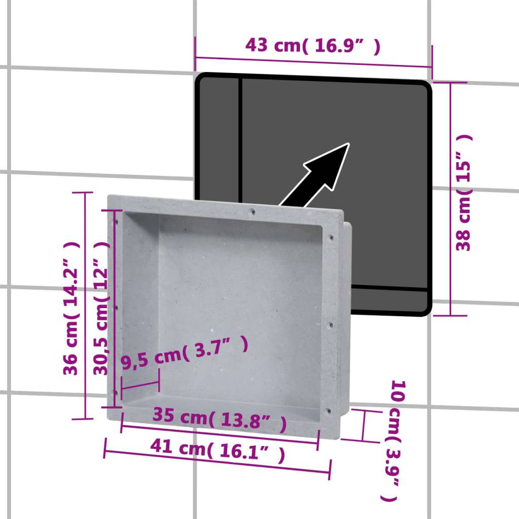 vidaXL Duschnische Mattgrau 41x36x10 cm