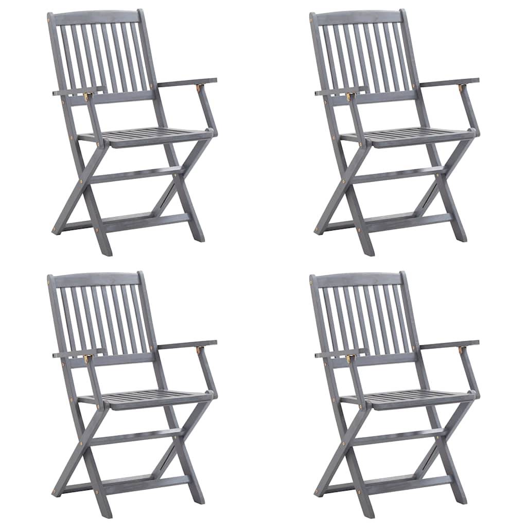 vidaXL Klappbare Gartenstühle 4 Stk. mit Sitzkissen Massivholz Akazie