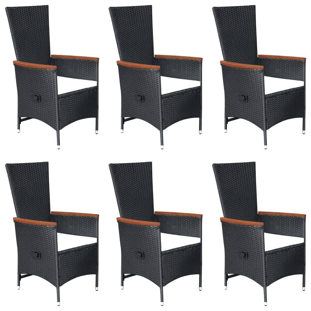 vidaXL 7-tlg. Garten-Essgruppe Poly Rattan Schwarz