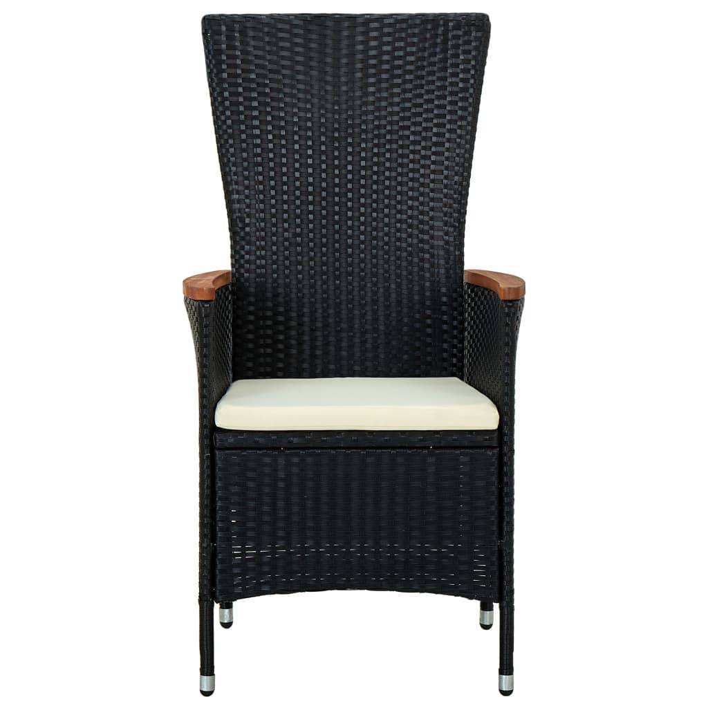 vidaXL Gartenstühle 2 Stk. mit Polstern Poly Rattan Schwarz