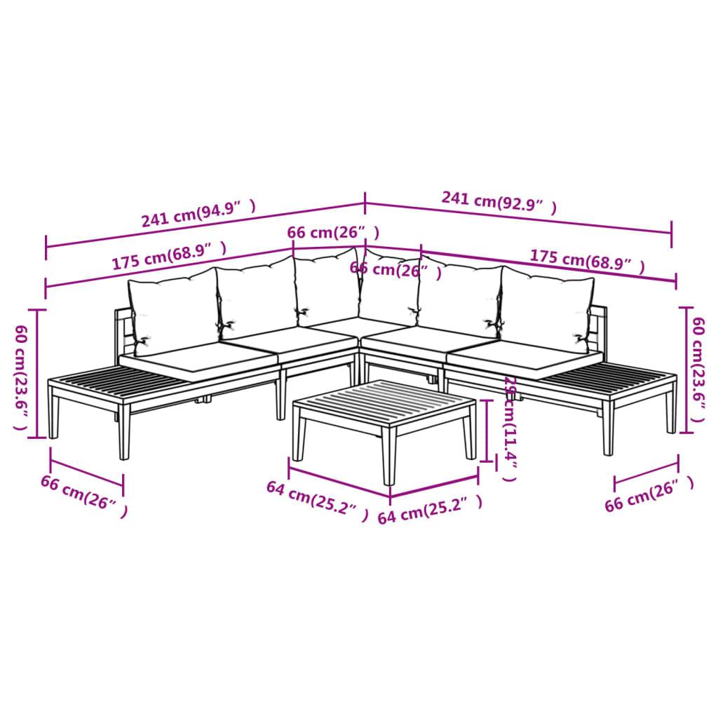 vidaXL 4-tlg. Garten-Lounge-Set mit Dunkelgrauen Kissen Akazienholz