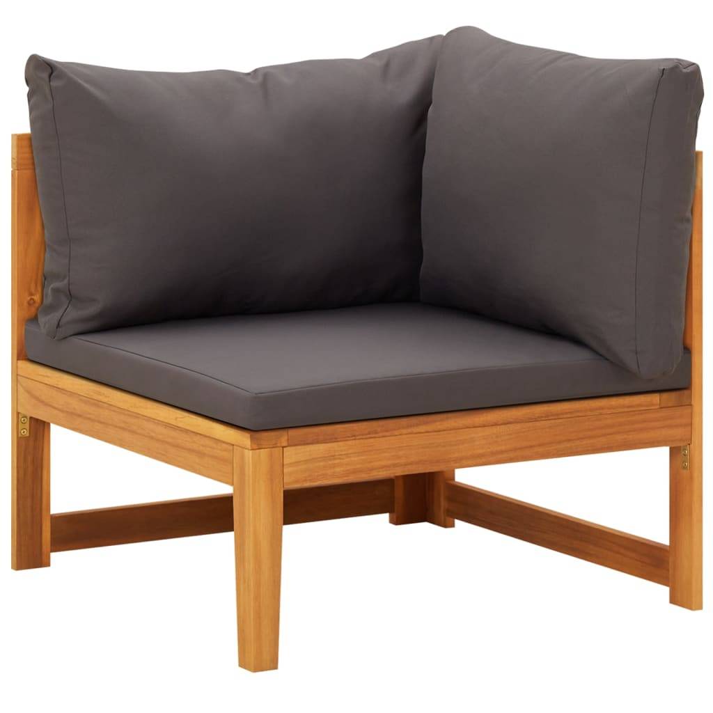 vidaXL Ecksofa mit Dunkelgrauen Kissen Massivholz Akazie