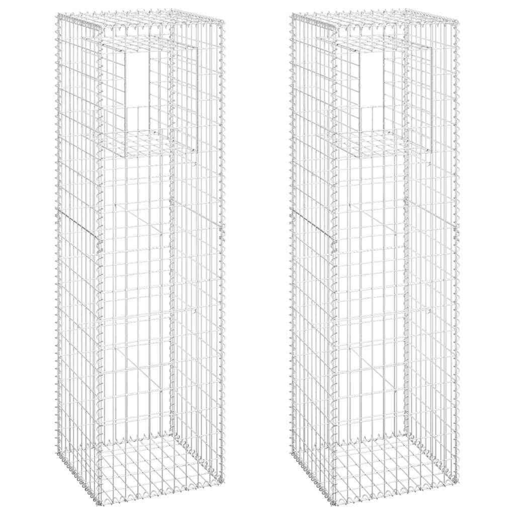 vidaXL Gabionensäulen 2 Stk. 50x50x180 cm Eisen