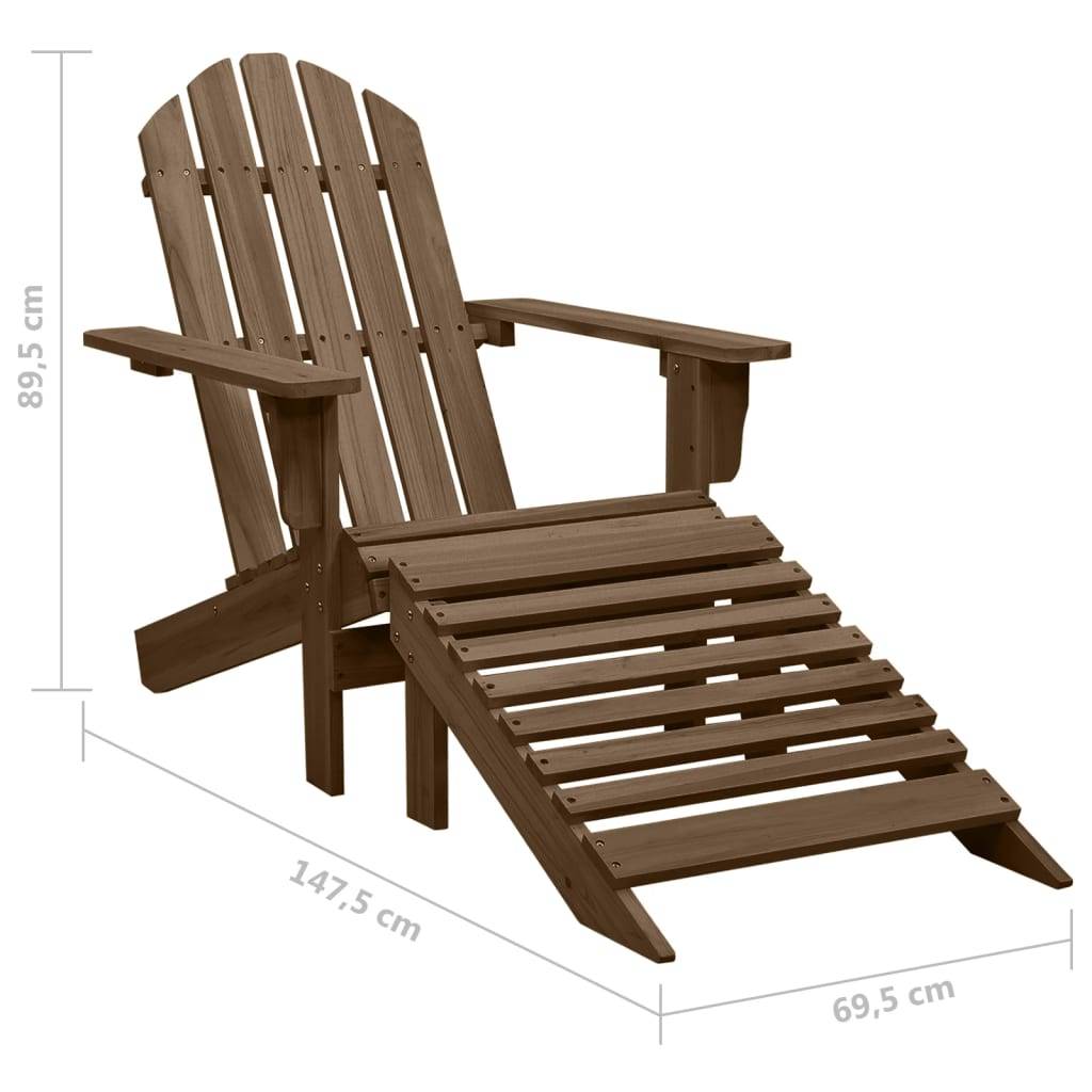 vidaXL Adirondack-Gartenstuhl mit Fußstütze & Tisch Tannenholz Braun
