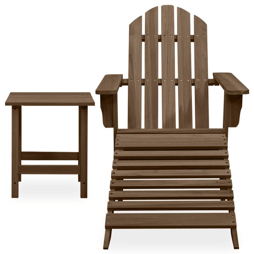 vidaXL Adirondack-Gartenstuhl mit Fußstütze & Tisch Tannenholz Braun