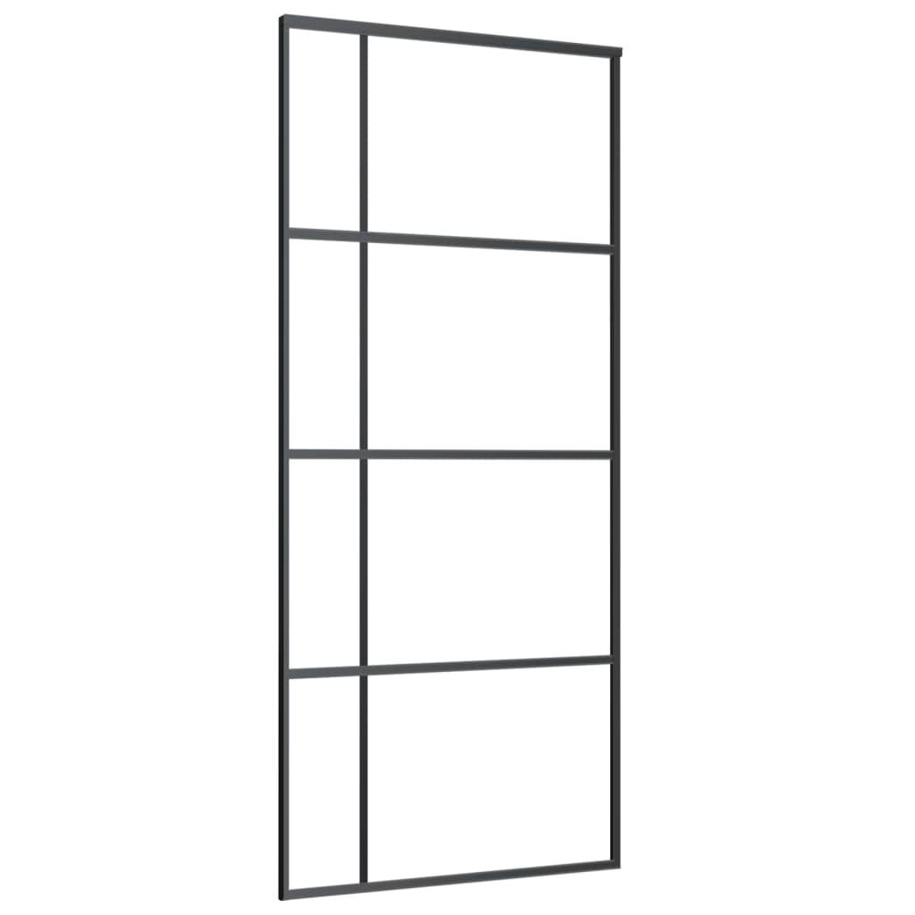vidaXL Schiebetür ESG-Glas und Aluminium 90x205 cm Schwarz