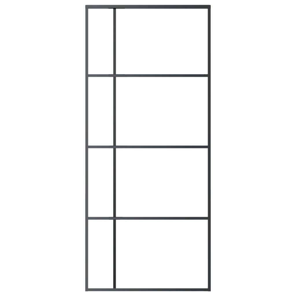 vidaXL Schiebetür ESG-Glas und Aluminium mattiert 90x205 cm Schwarz