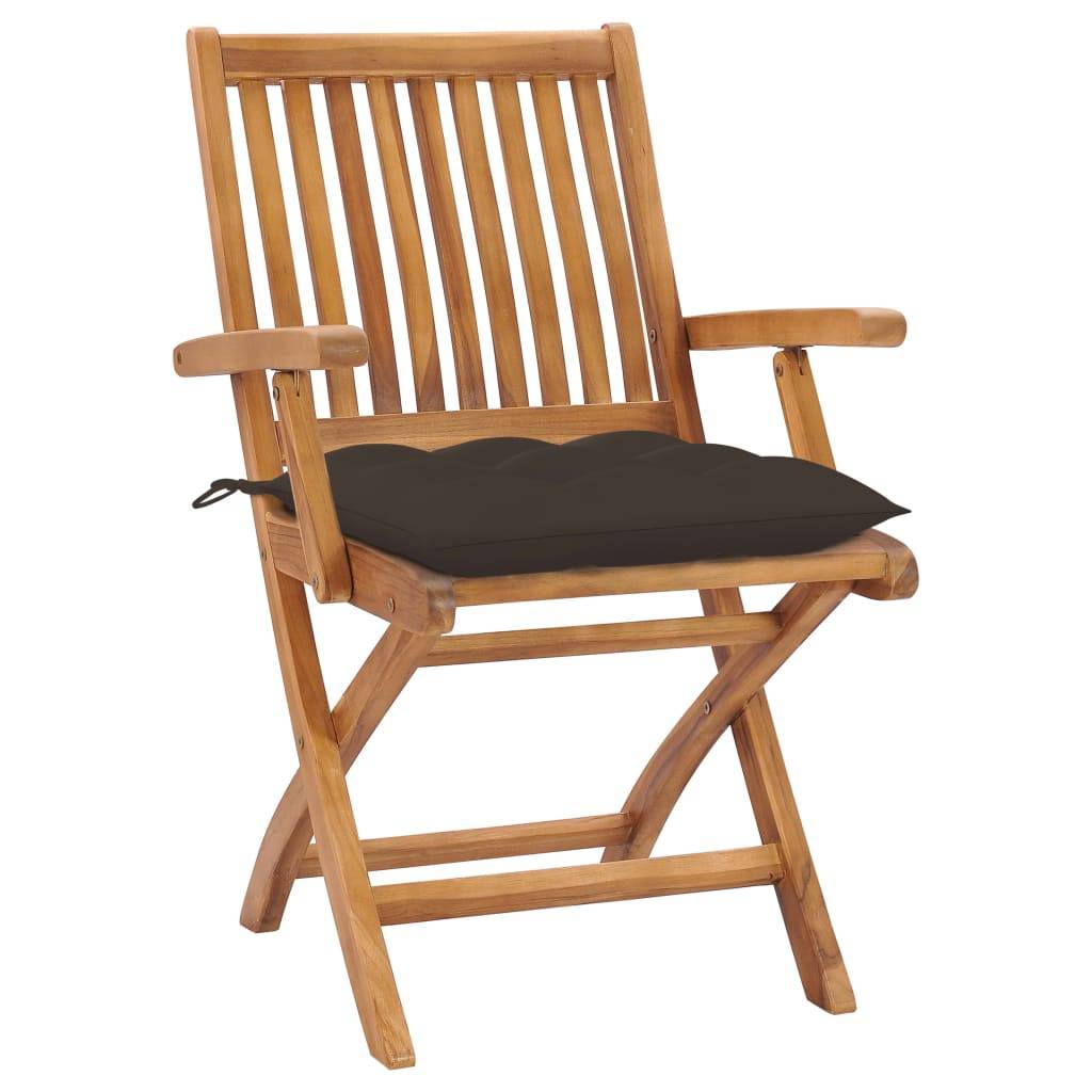 vidaXL Gartenstühle 2 Stk. mit Taupe Kissen Massivholz Teak