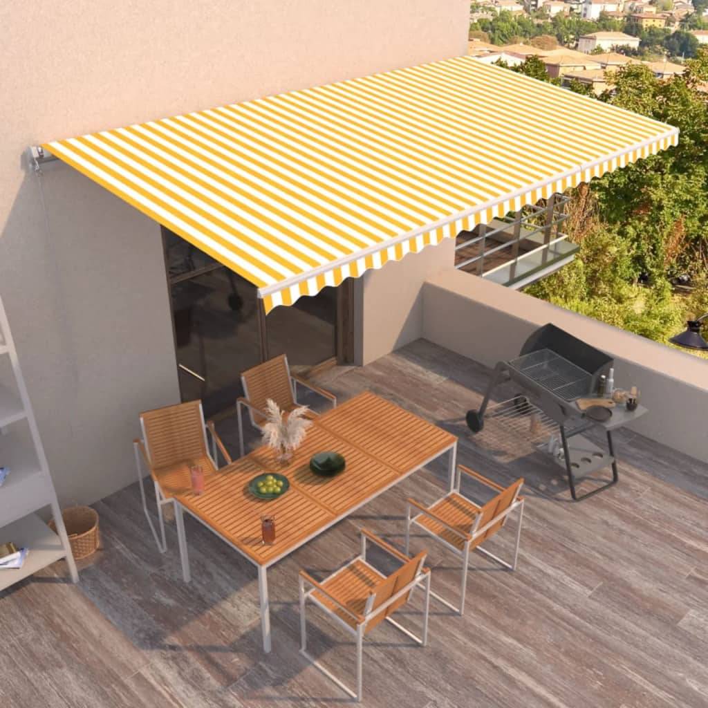 vidaXL Markise Manuell Einziehbar 600x350 cm Gelb und Weiß