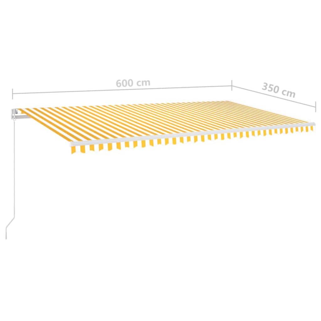 vidaXL Markise Manuell Einziehbar 600x350 cm Gelb und Weiß