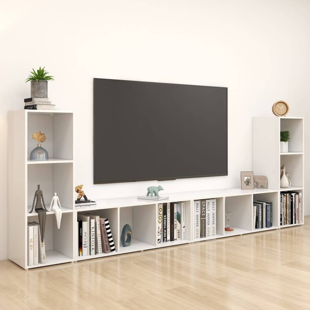 vidaXL TV-Schränke 4 Stk. Weiß 107x35x37 cm Holzwerkstoff
