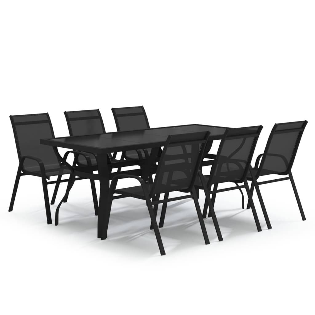 vidaXL 7-tlg. Garten-Essgruppe Schwarz