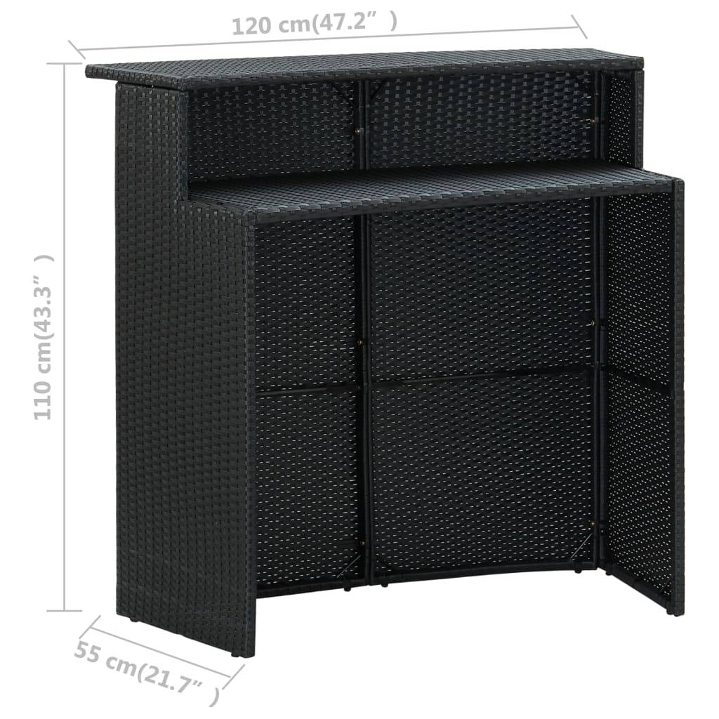 vidaXL 5-tlg. Gartenbar-Set mit Kissen Schwarz