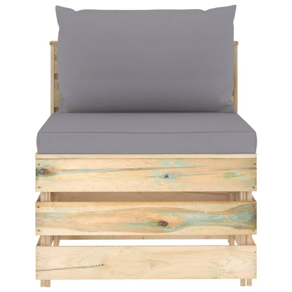 vidaXL Modulares Mittelsofa mit Kissen Grün Imprägniertes Holz