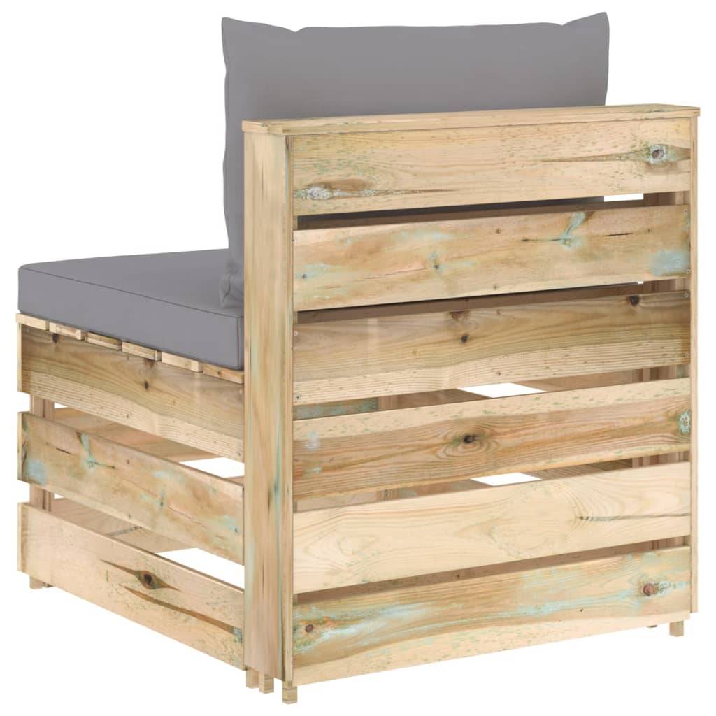 vidaXL Modulares Mittelsofa mit Kissen Grün Imprägniertes Holz