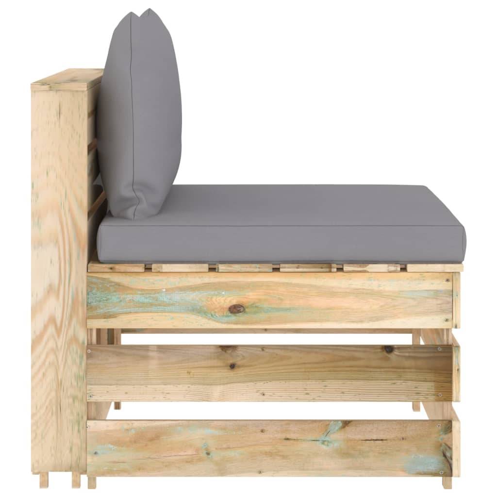 vidaXL Modulares Mittelsofa mit Kissen Grün Imprägniertes Holz