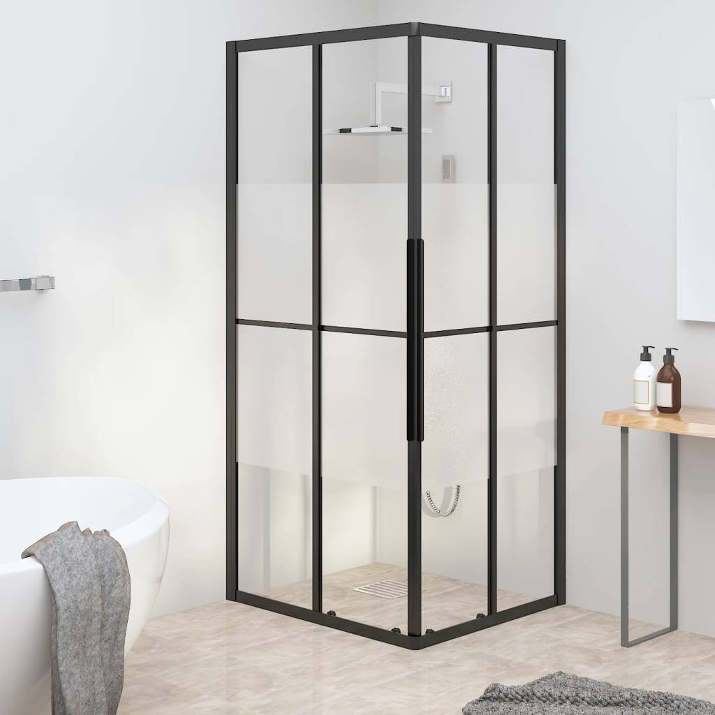 vidaXL Duschkabine Halbmatt ESG 90x70x180 cm Schwarz