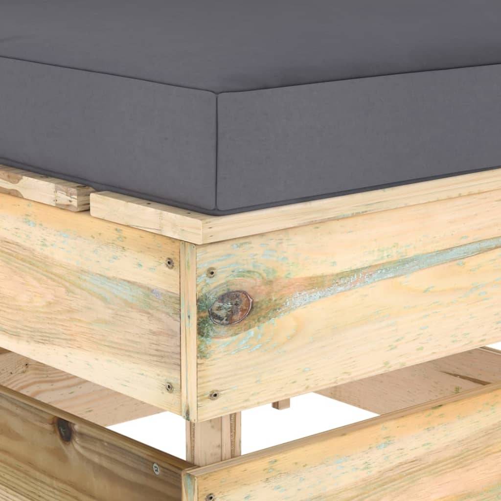 vidaXL Modulares Mittelsofa mit Kissen Grün Imprägniertes Holz