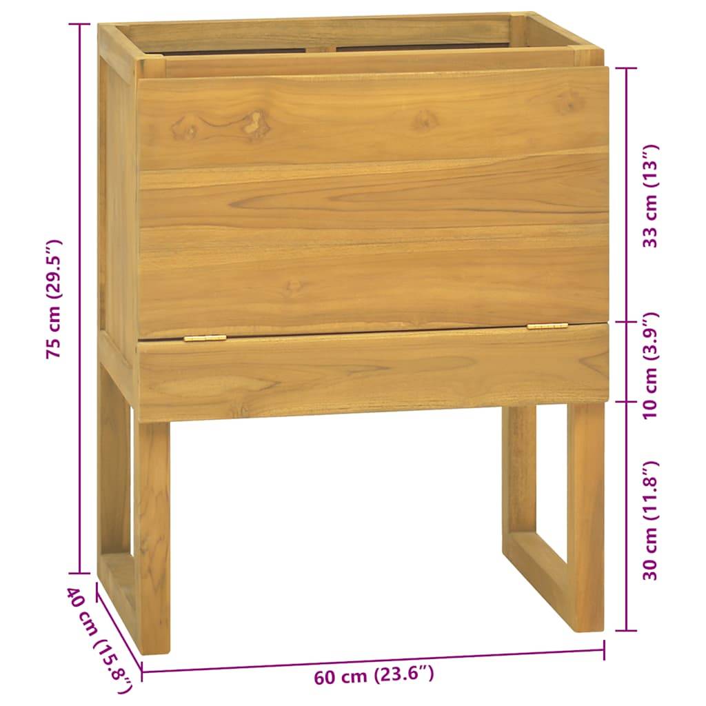 vidaXL Badschrank 60x40x75 cm Massivholz Teak
