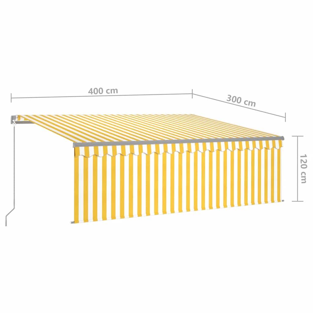 vidaXL Markise Manuell Einziehbar mit Rollo LED 4x3 m Gelb Weiß