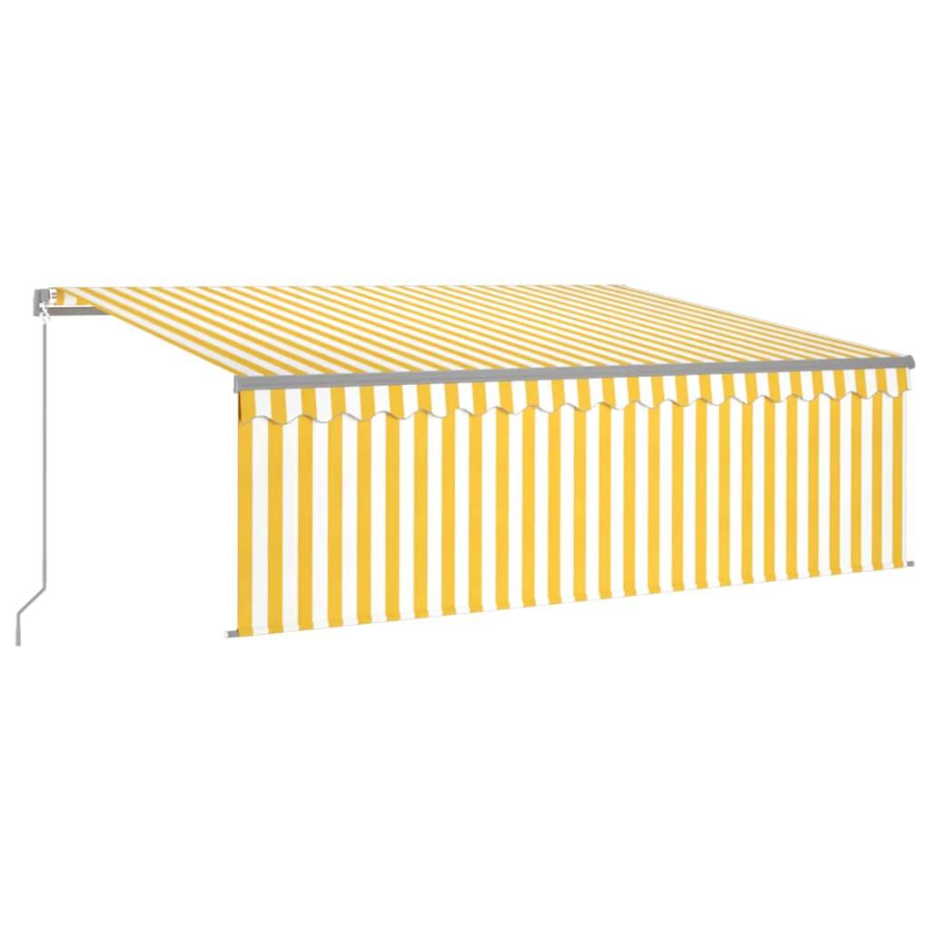 vidaXL Markise Manuell Einziehbar mit Rollo LED 4x3 m Gelb Weiß