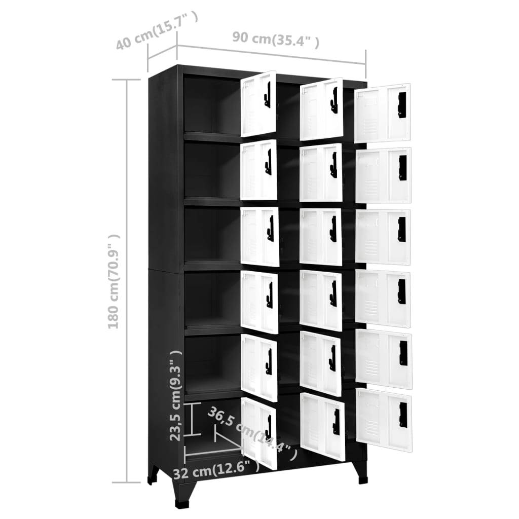 vidaXL Schließfachschrank Anthrazit und Weiß 90x40x180 cm Stahl