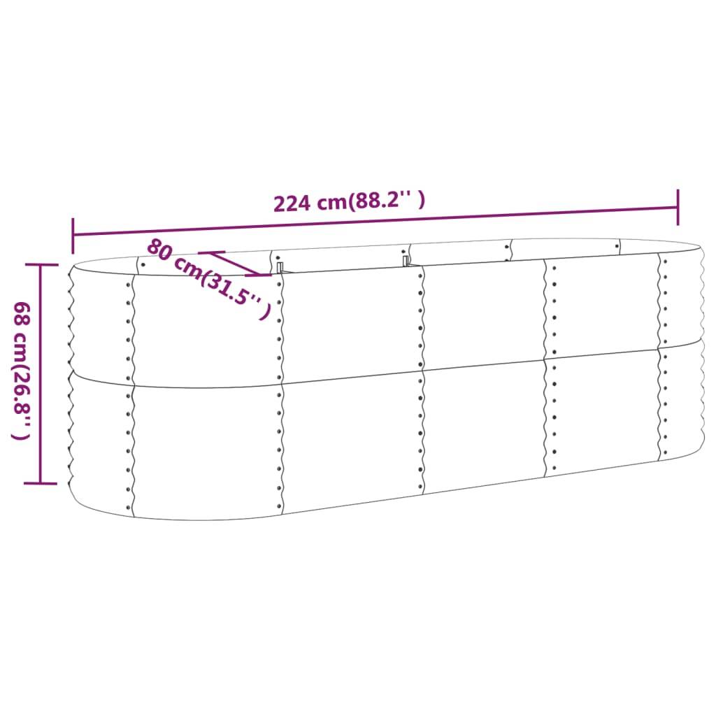 vidaXL Hochbeet Pulverbeschichteter Stahl 224x80x68 cm Silbern