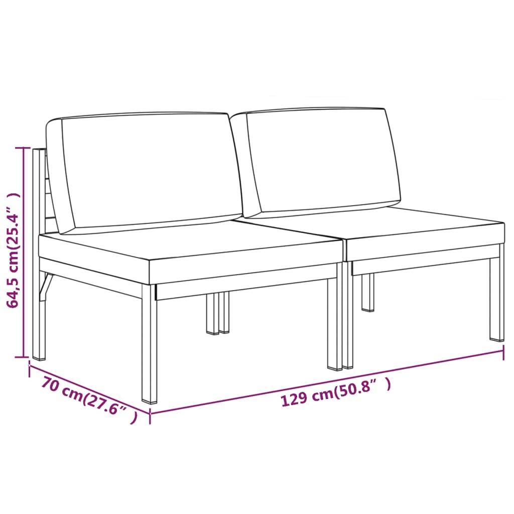 vidaXL Gartensofa 2-Sitzer mit Kissen Aluminium Anthrazit