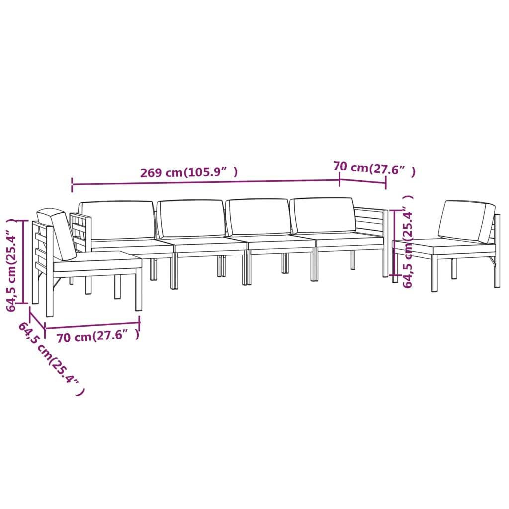 vidaXL 6-tlg. Garten-Lounge-Set mit Kissen Aluminium Anthrazit