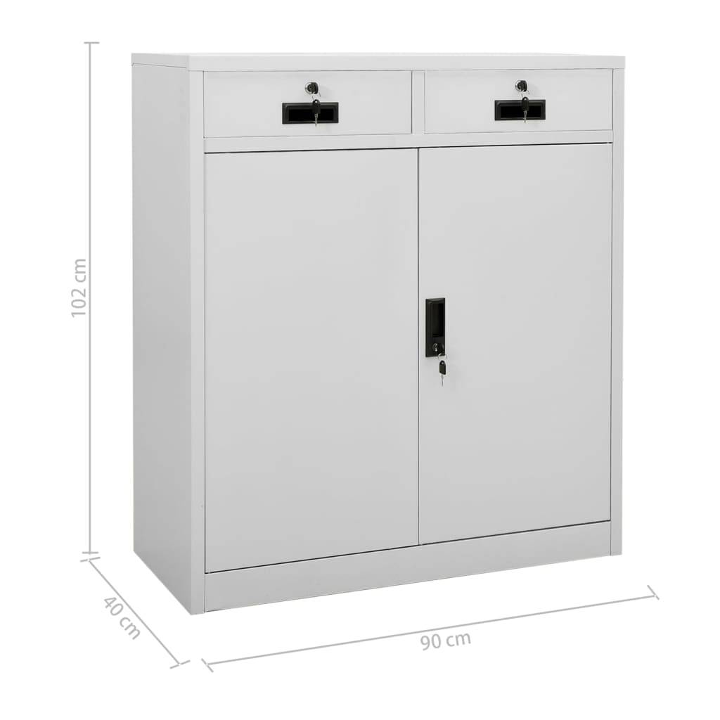 vidaXL Büroschrank Hellgrau 90x40x102 cm Stahl
