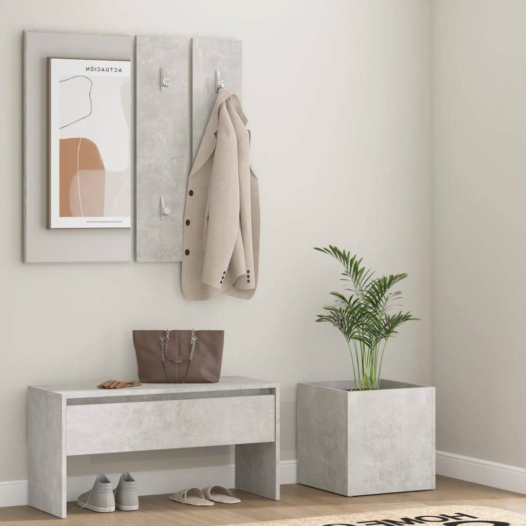vidaXL Garderoben-Set Betongrau Holzwerkstoff