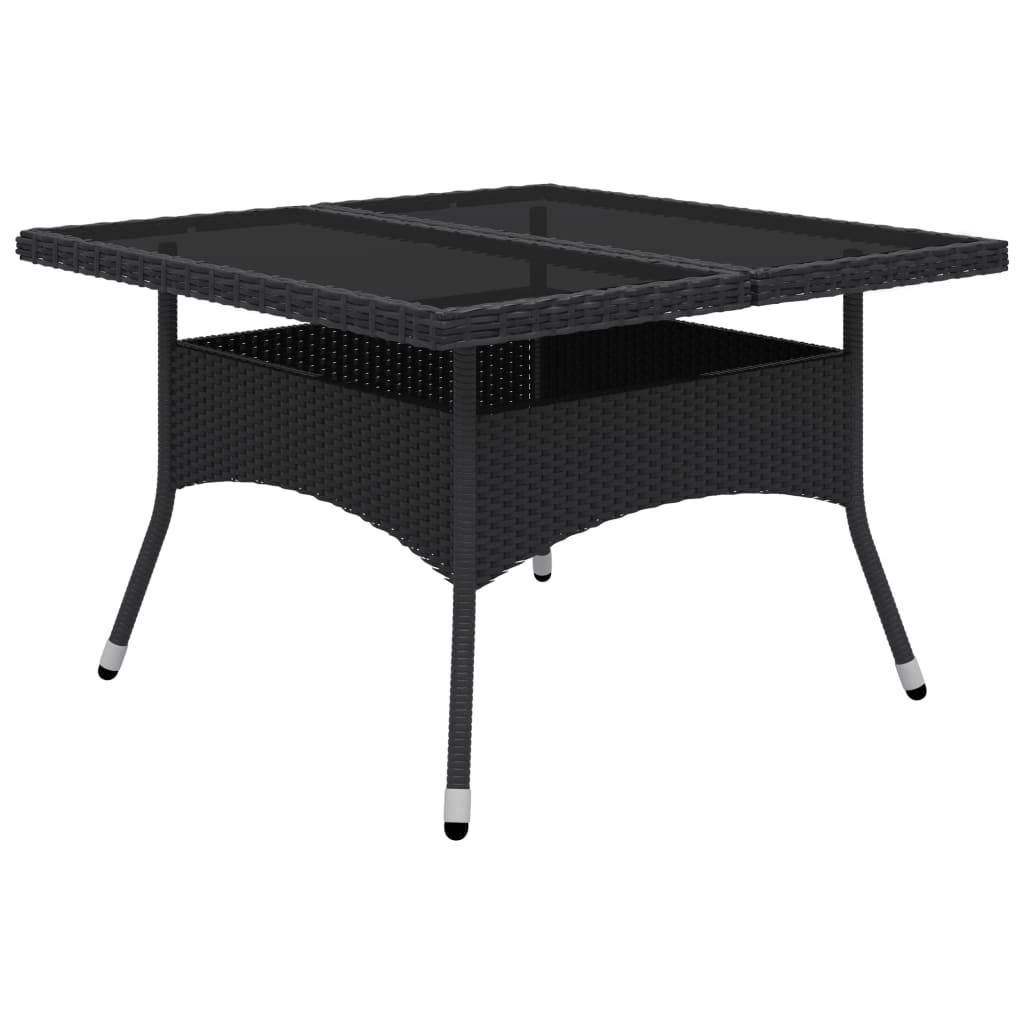vidaXL 9-tlg. Garten-Essgruppe Poly Rattan und Glas Schwarz