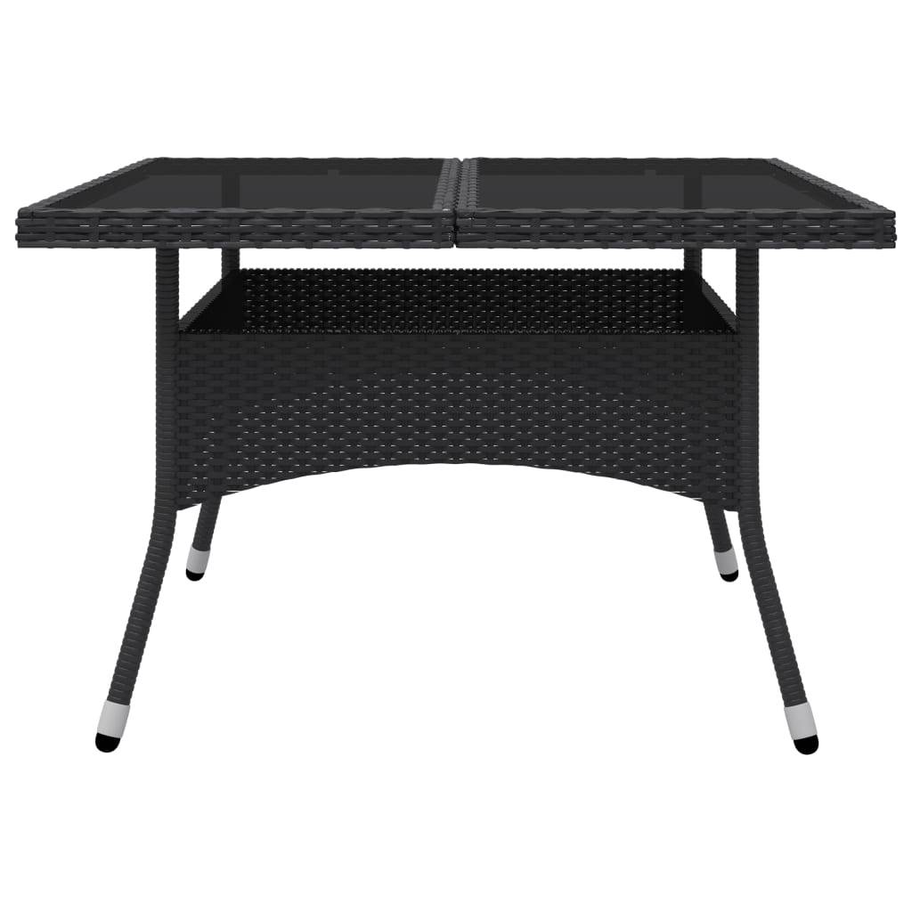 vidaXL 9-tlg. Garten-Essgruppe Poly Rattan und Glas Schwarz