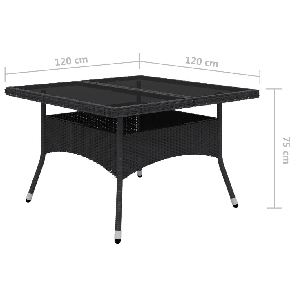 vidaXL 9-tlg. Garten-Essgruppe Poly Rattan und Glas Schwarz